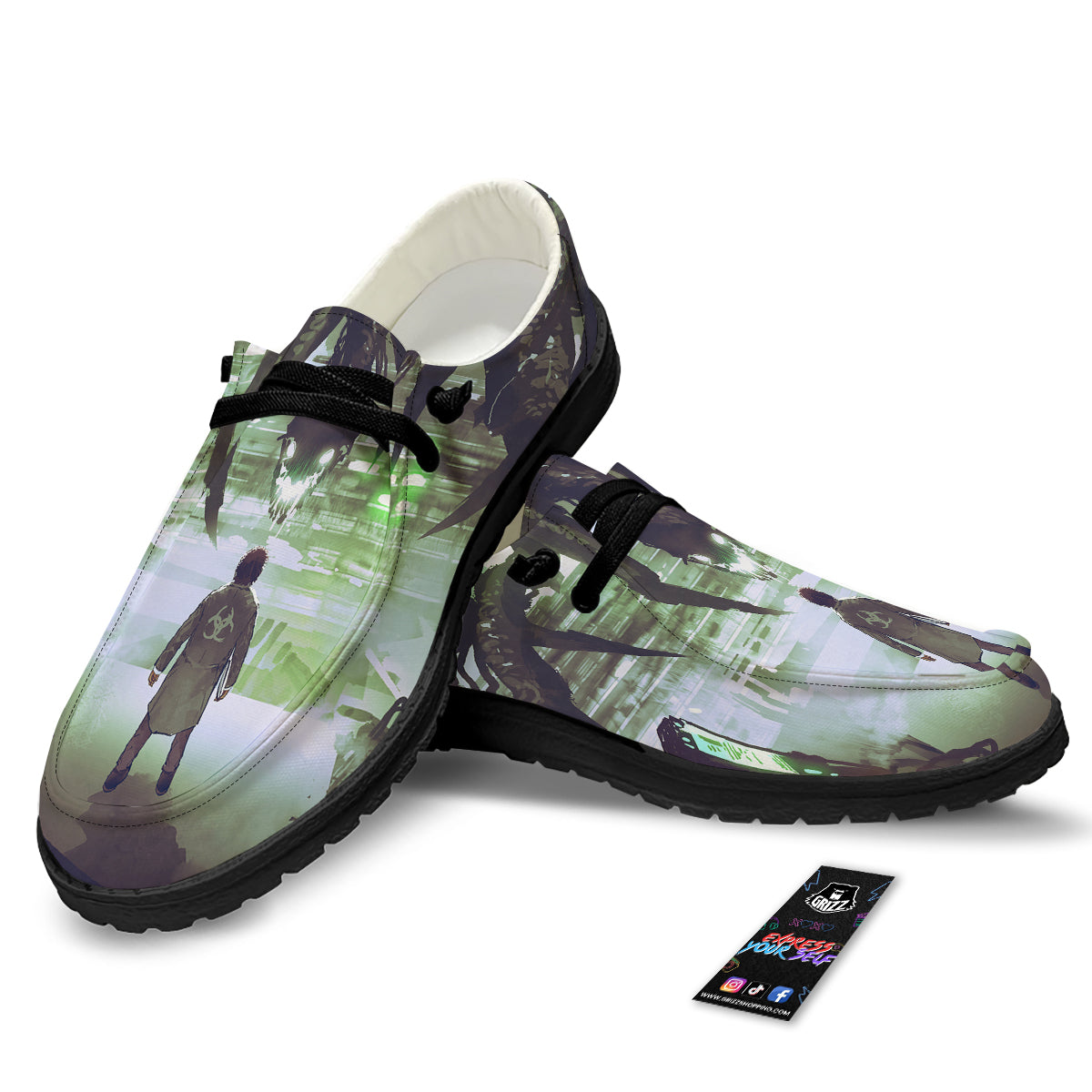 Spider Monster Print Black Loafers-grizzshop