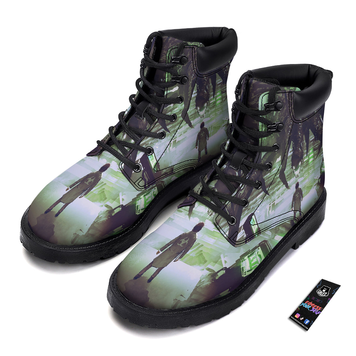 Spider Monster Print Boots-grizzshop