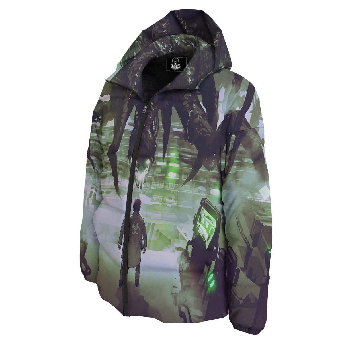 Spider Monster Print Down Jacket-grizzshop