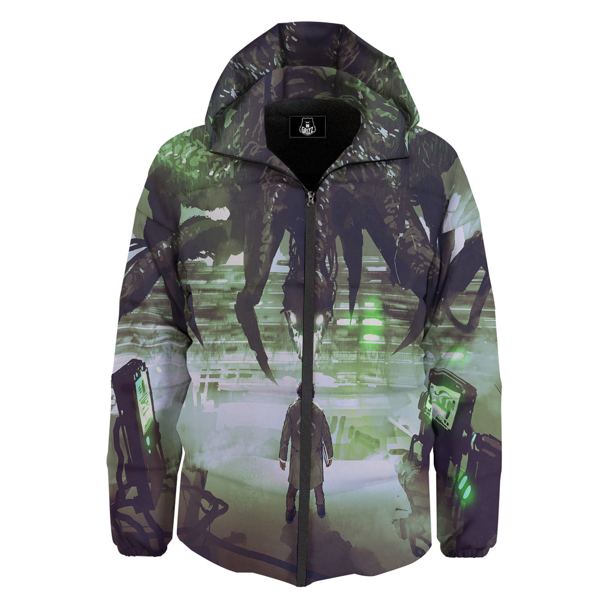 Spider Monster Print Down Jacket-grizzshop