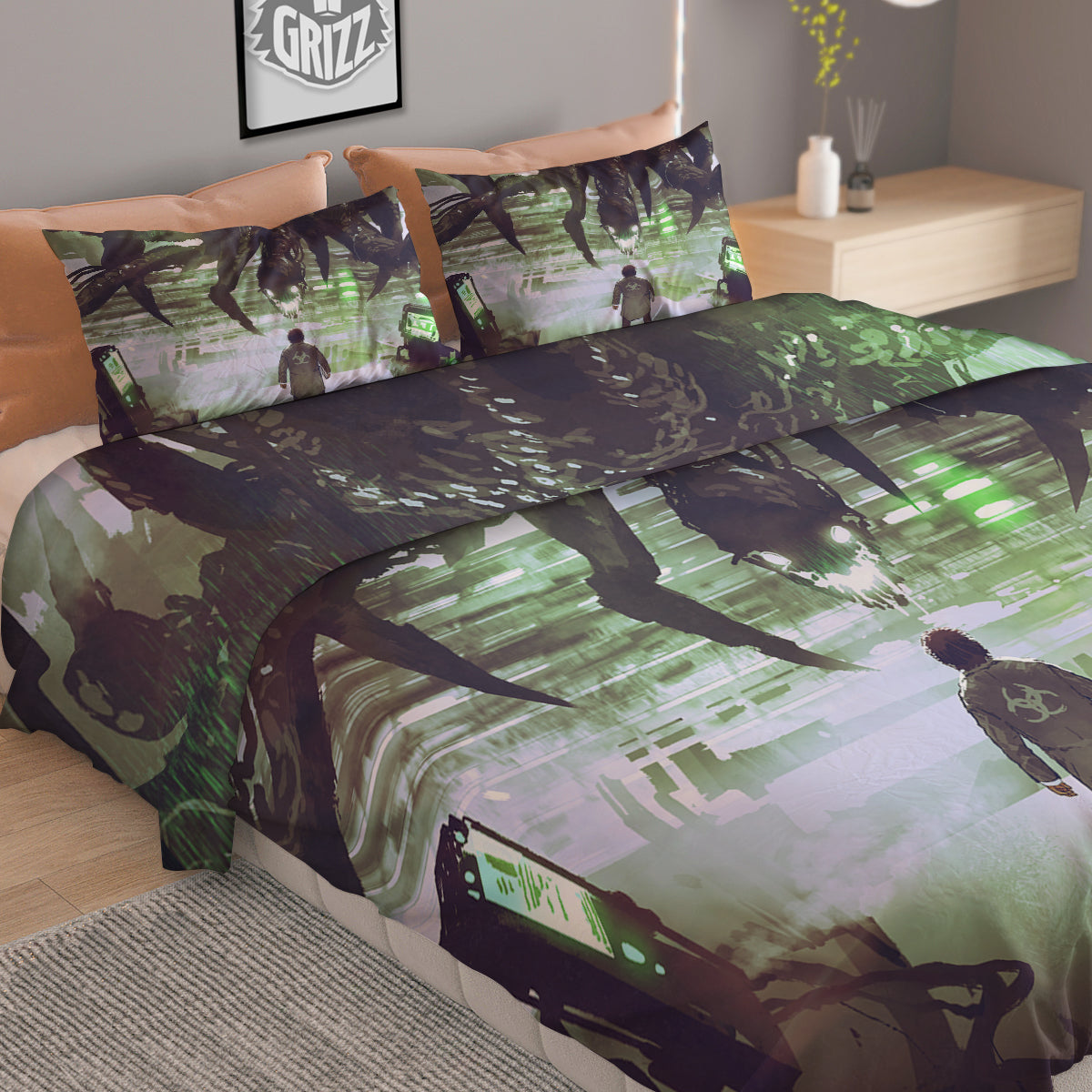 Spider Monster Print Duvet Cover Bedding Set