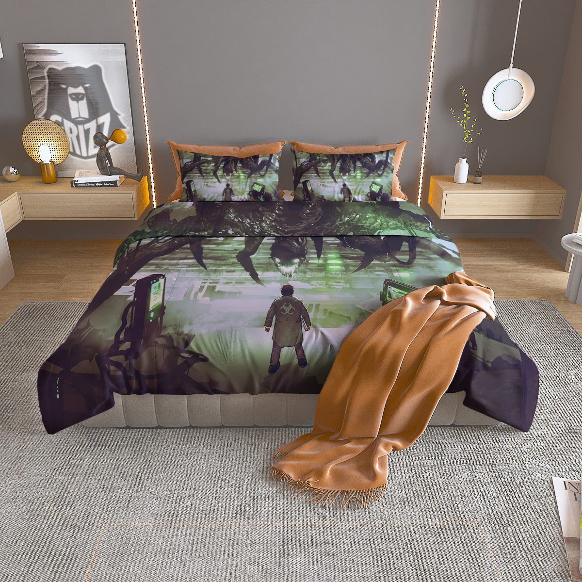 Spider Monster Print Duvet Cover Bedding Set