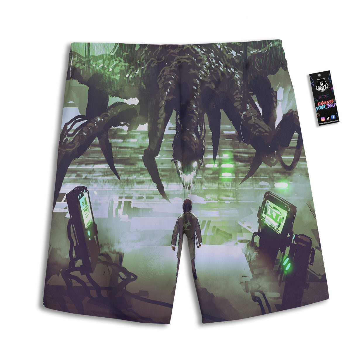 Spider Monster Print Men's Athletic Shorts