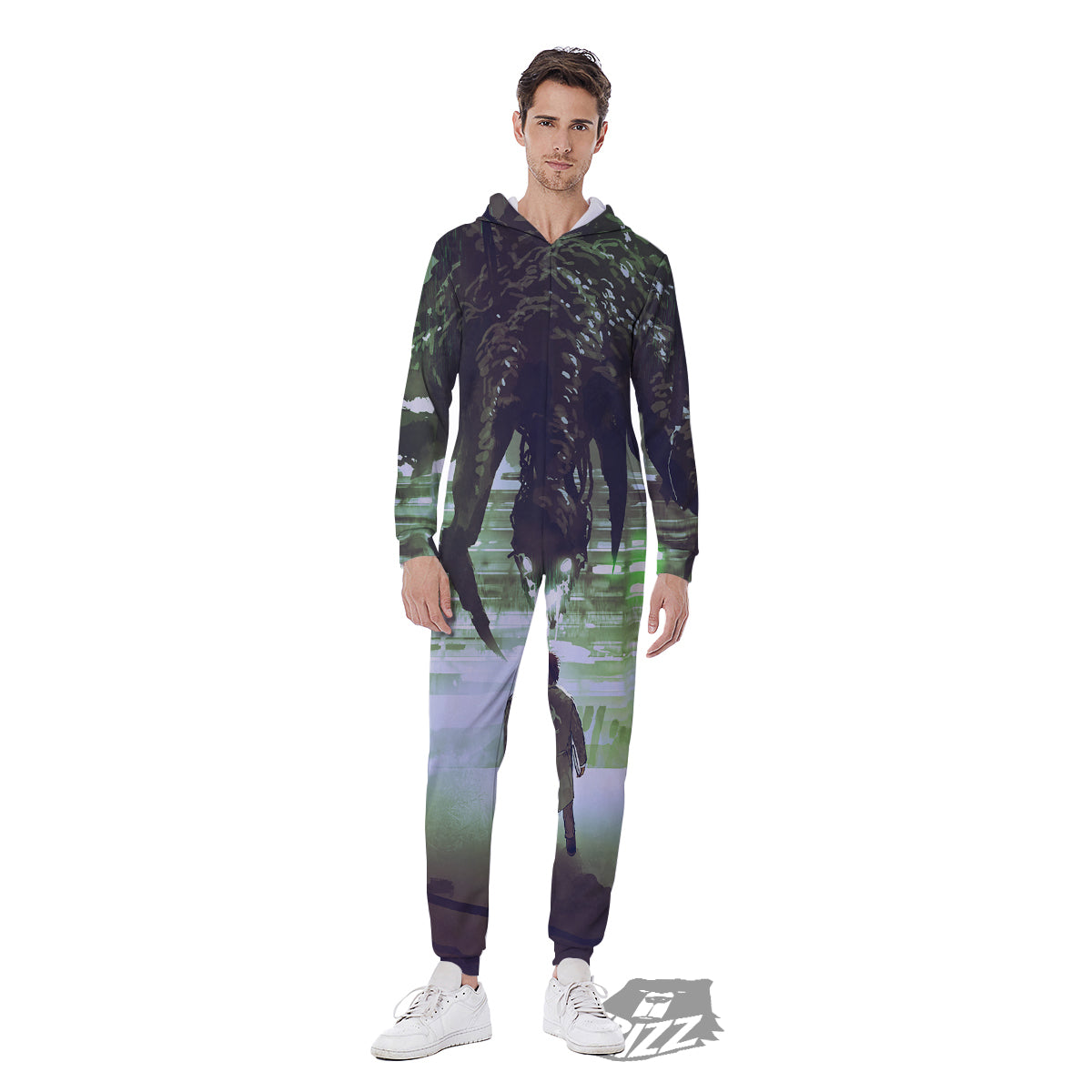 Spider Monster Print Men's Jumpsuit-grizzshop