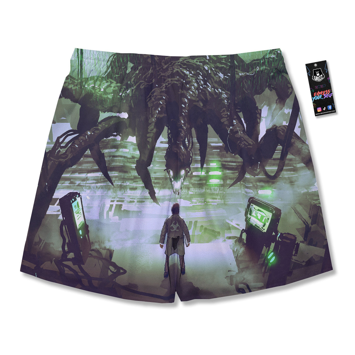 Spider Monster Print Men's Running Shorts-grizzshop