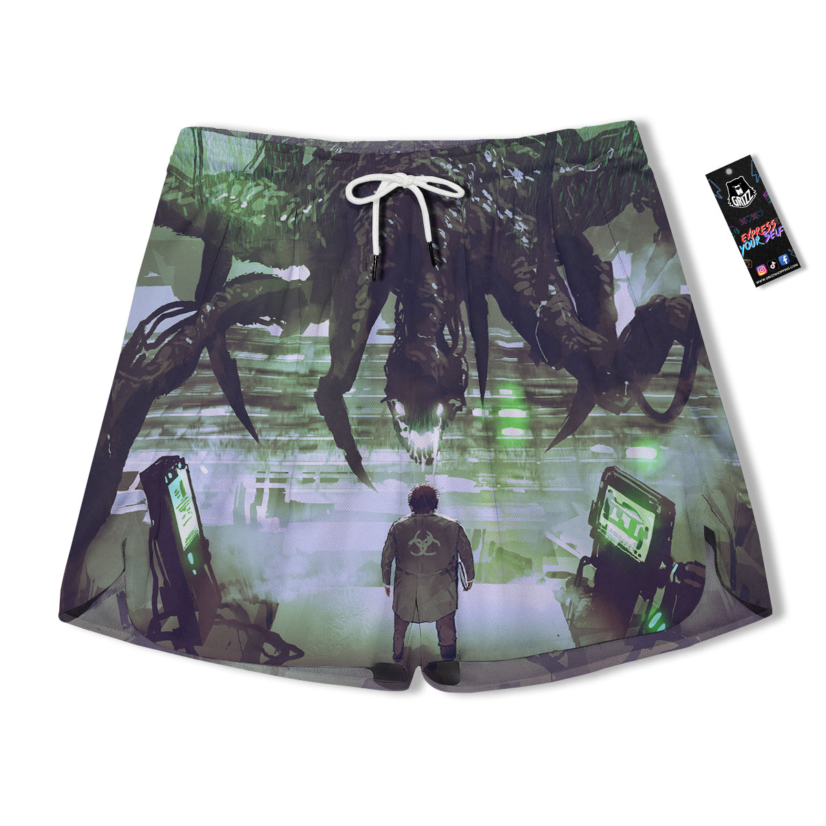 Spider Monster Print Men's Running Shorts-grizzshop