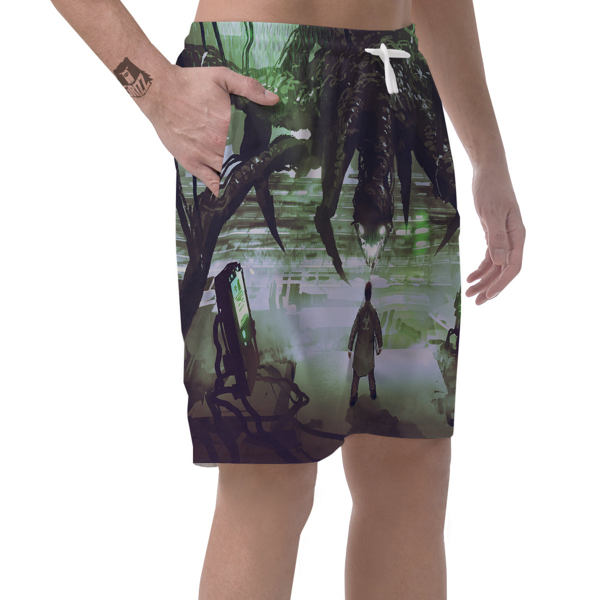 Spider Monster Print Men's Shorts-grizzshop