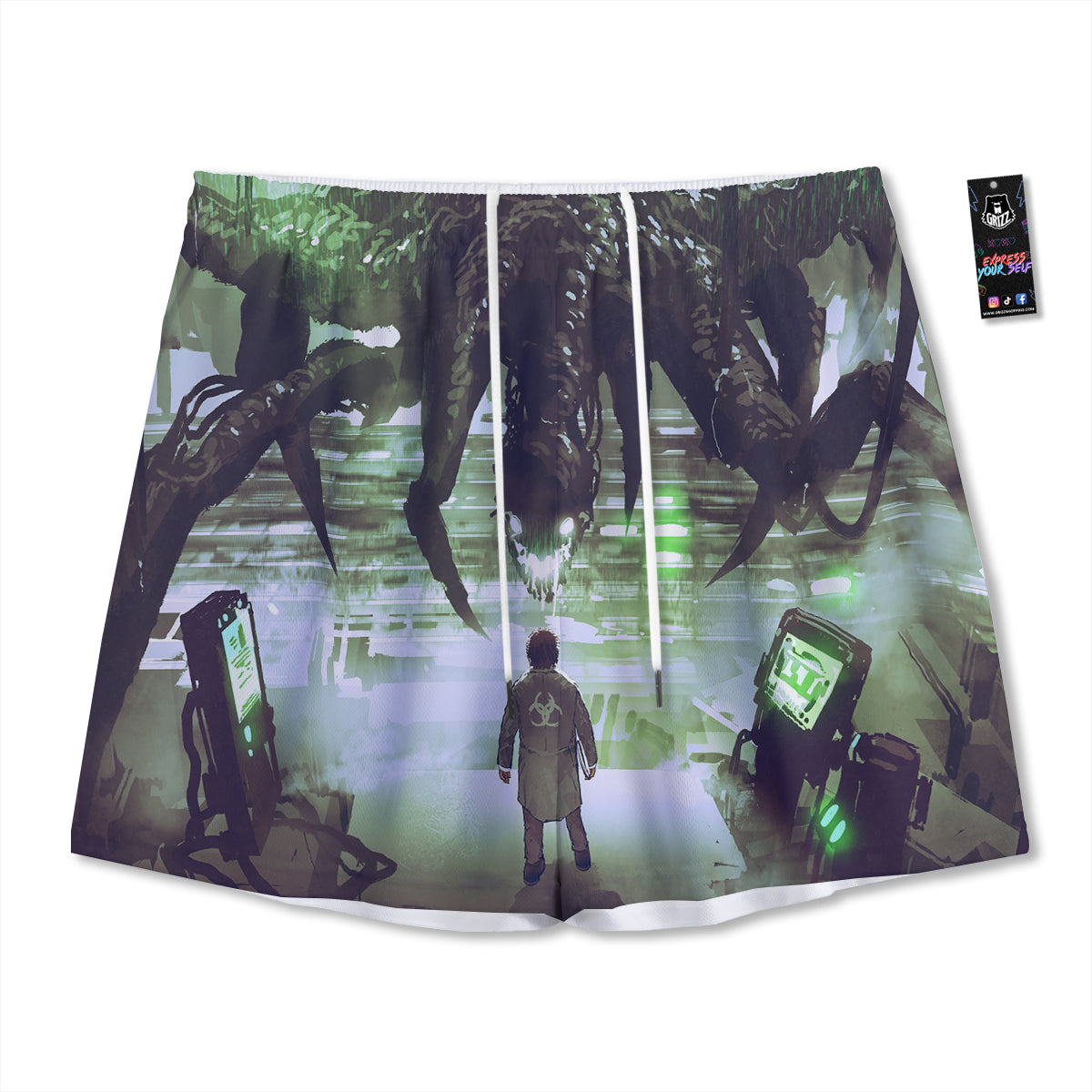 Symbols Tribal Egyptian Print Mesh Shorts
