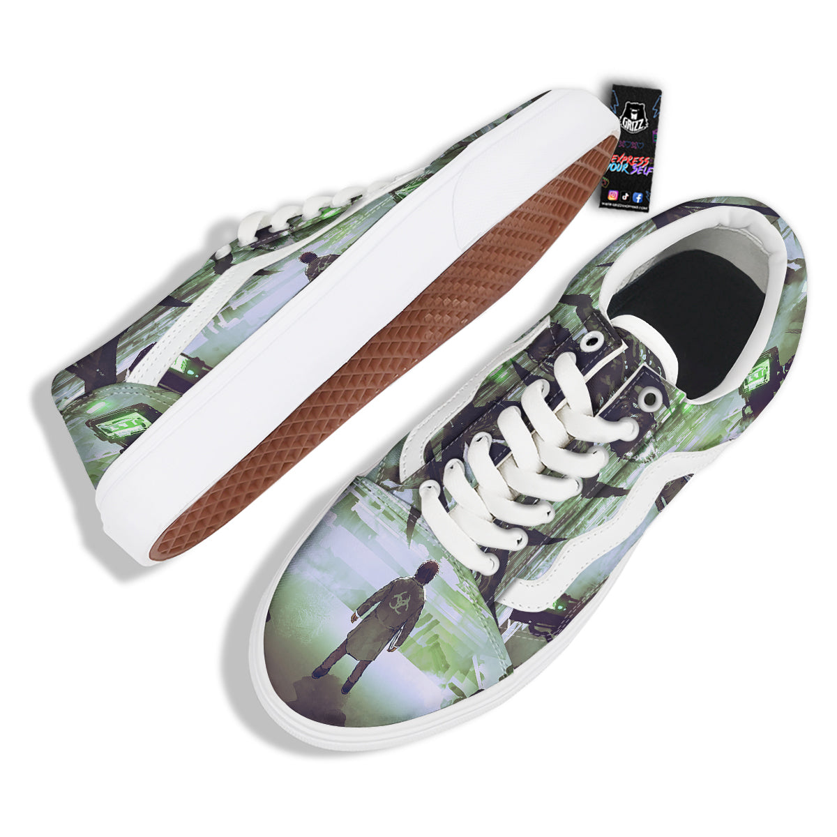 Spider Monster Print Skate Shoes-grizzshop