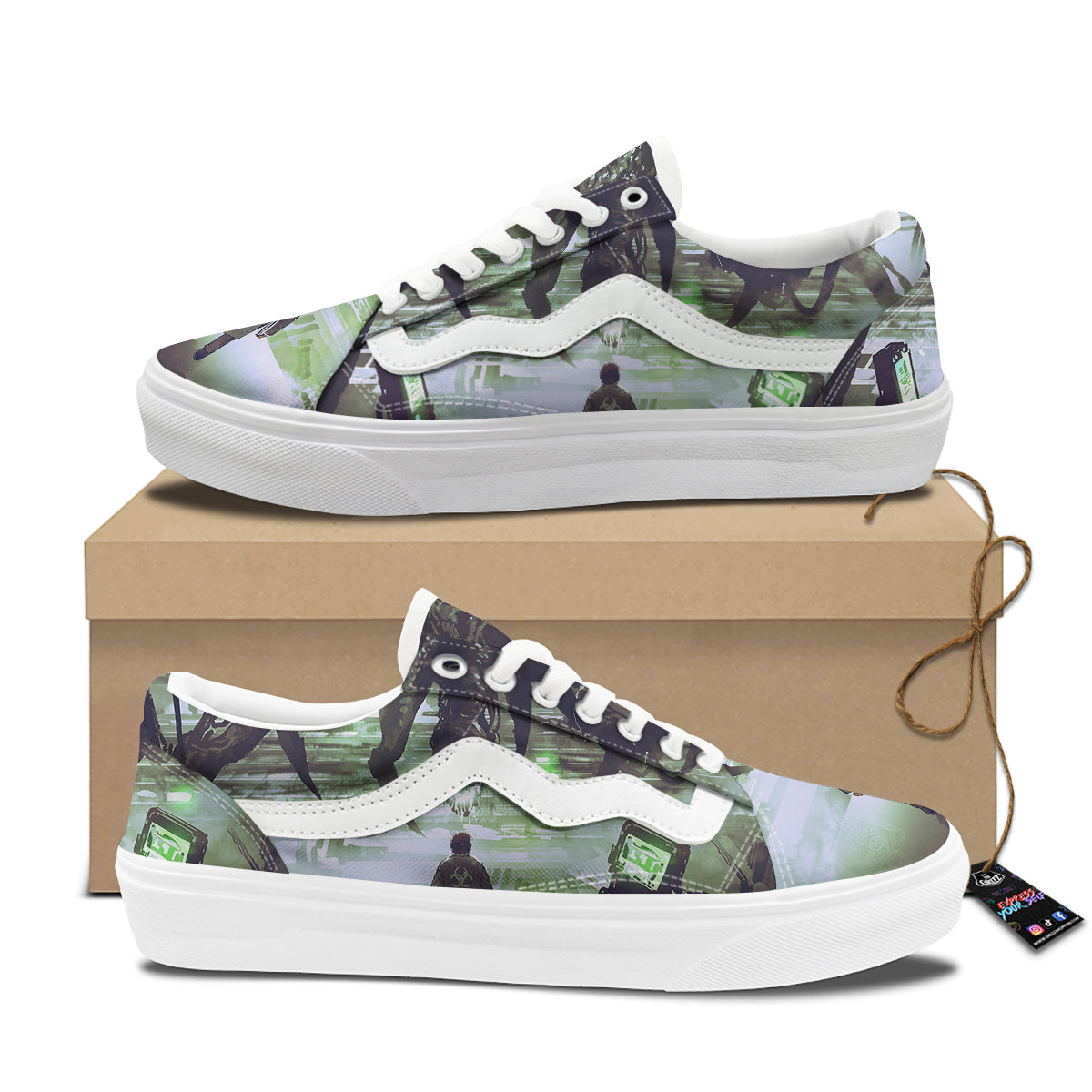 Spider Monster Print Skate Shoes-grizzshop