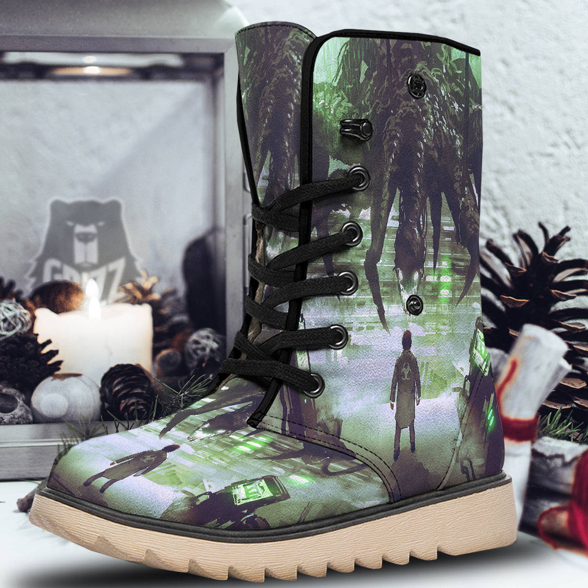 Spider Monster Print Snow Boots-grizzshop