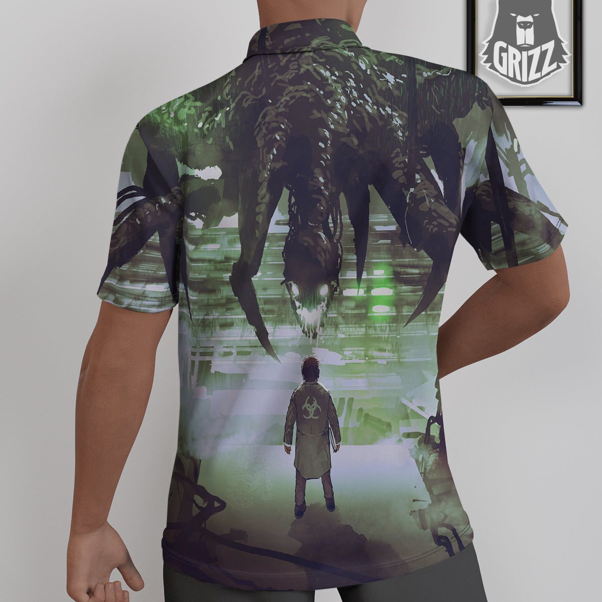 Spider Monster Print Untucked Shirts-grizzshop