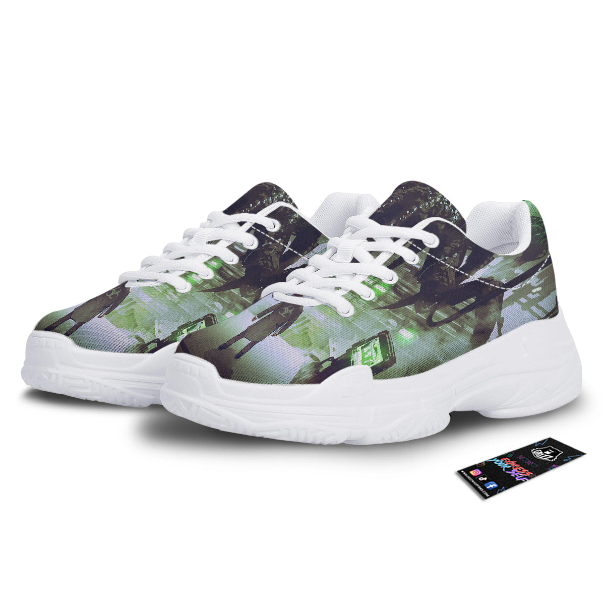 Spider Monster Print White Chunky Shoes-grizzshop