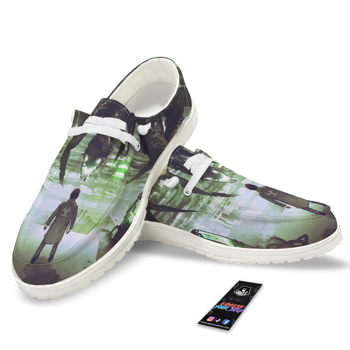 Spider Monster Print White Loafers-grizzshop