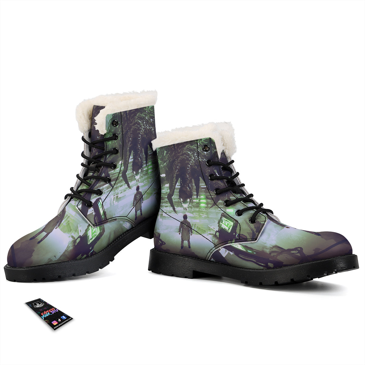 Spider Monster Print Winter Boots-grizzshop