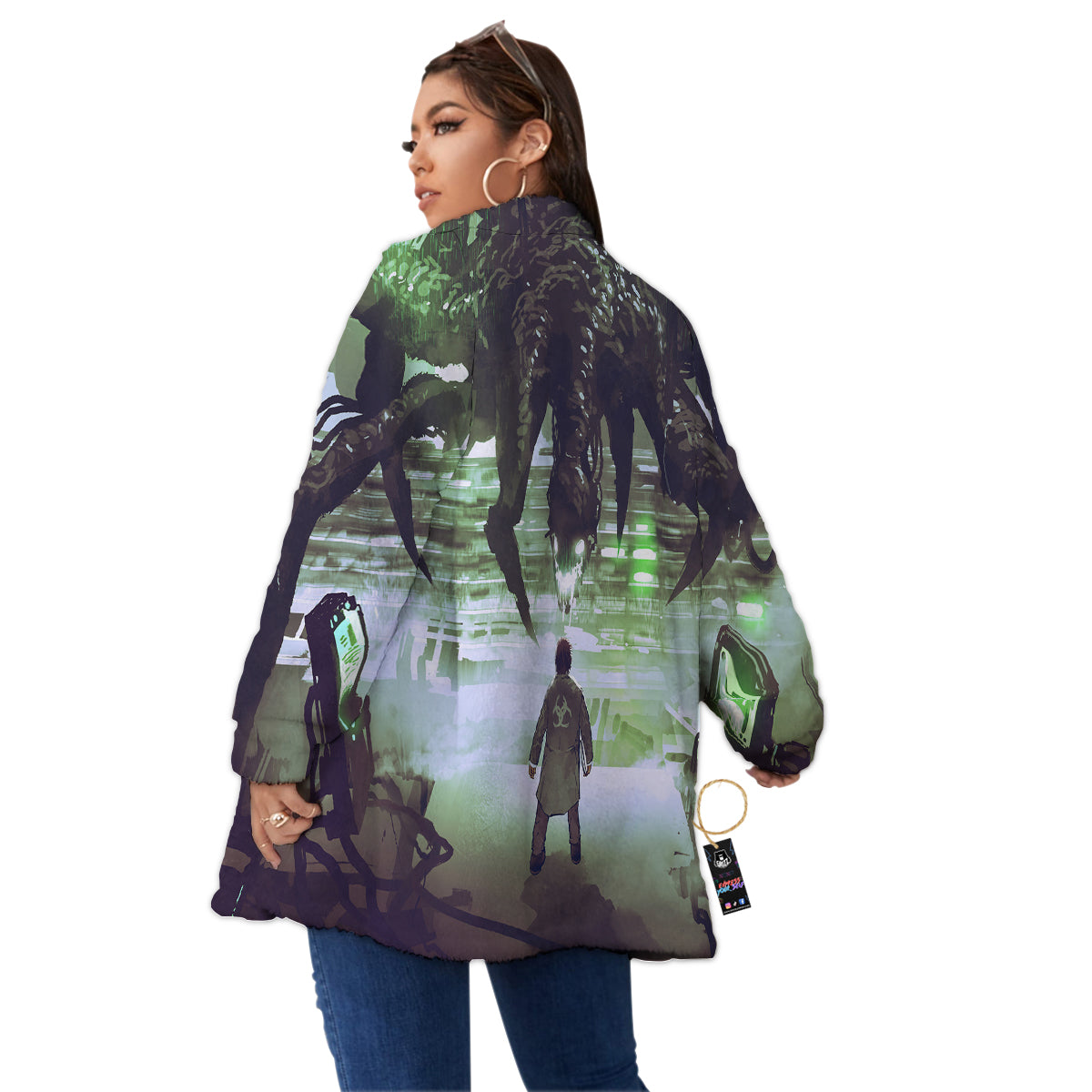 Spider Monster Print Women's Sherpa Jacket-grizzshop