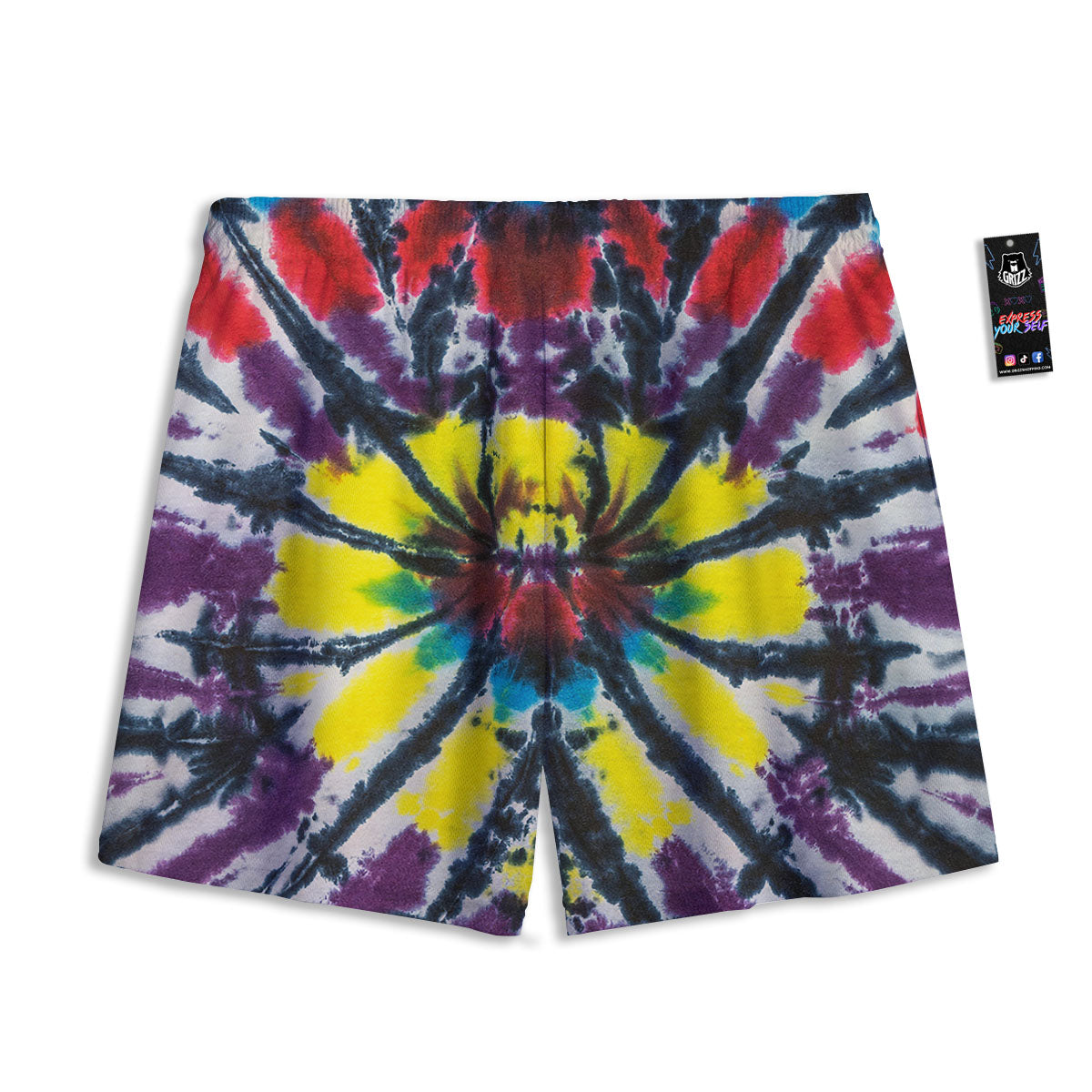 Spider Tie Dye Blue And Red Print Mesh Shorts