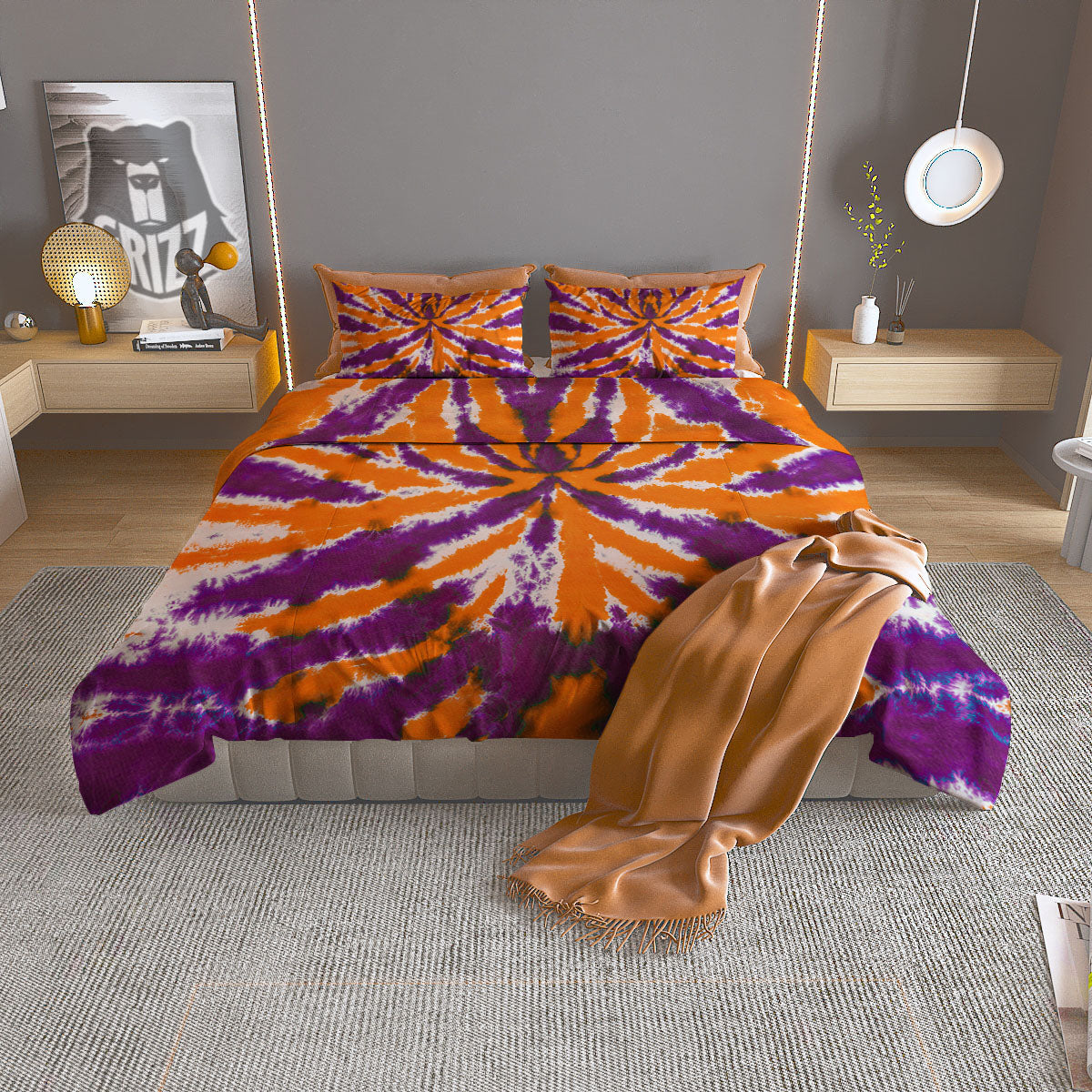 Stripe Camo Winter Tiger Print Pattern Duvet Cover Bedding Set