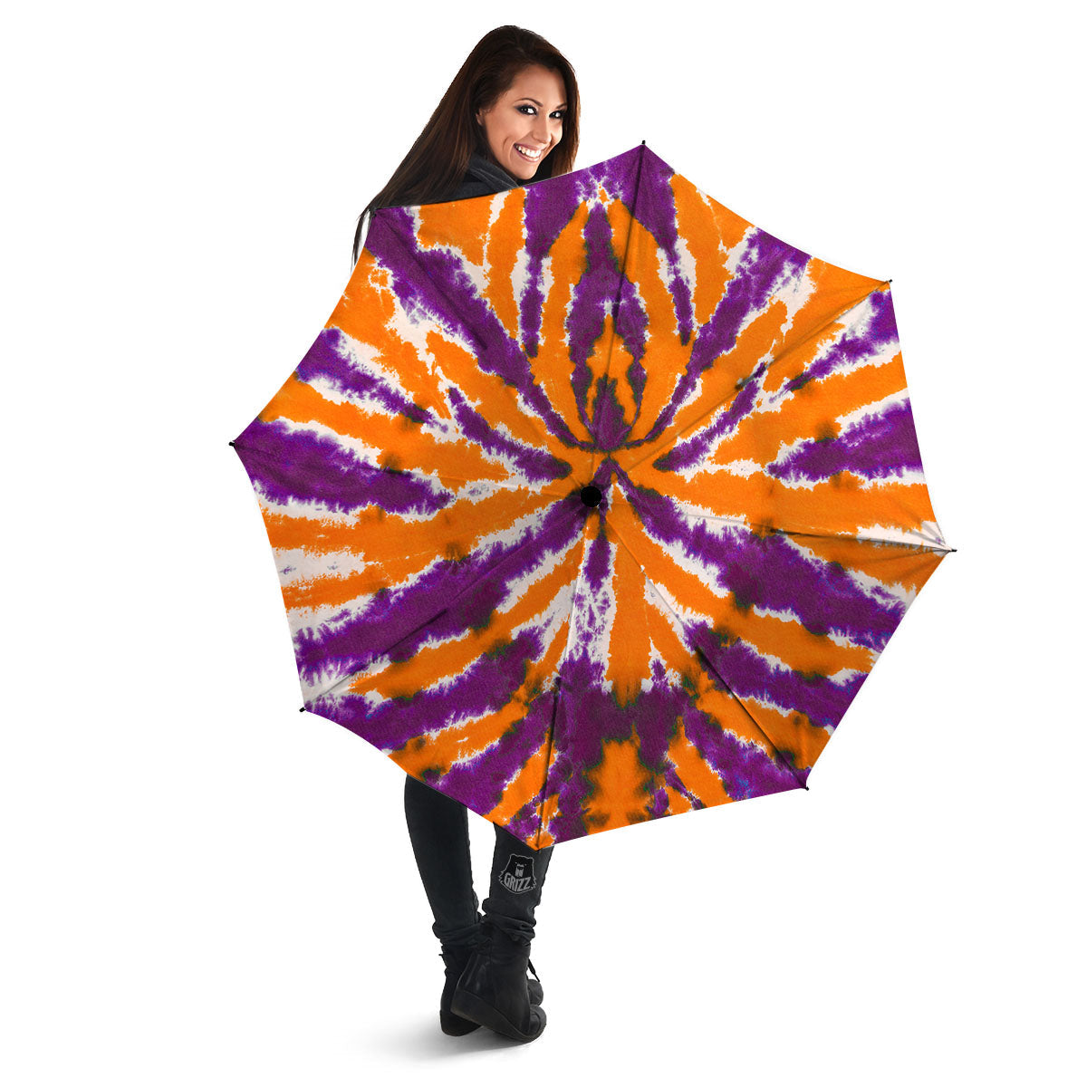 Spider Tie Dye Orange And Purple Print Umbrella-grizzshop