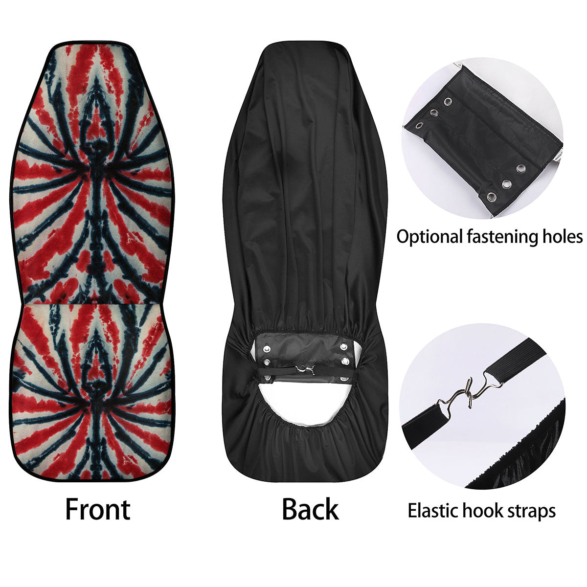 Spider Tie Dye Red And Black Print Car Seat Covers-grizzshop