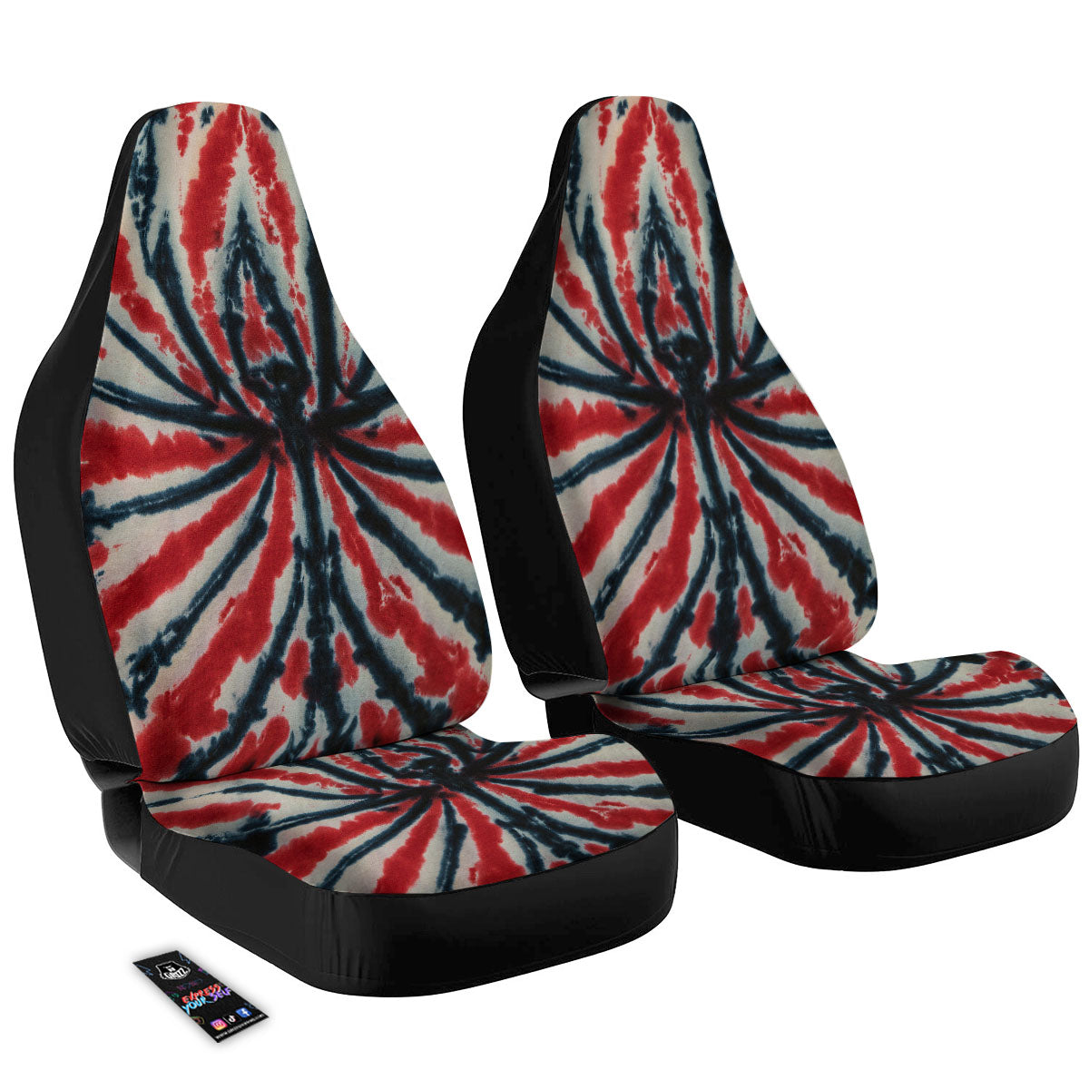 Spider Tie Dye Red And Black Print Car Seat Covers-grizzshop