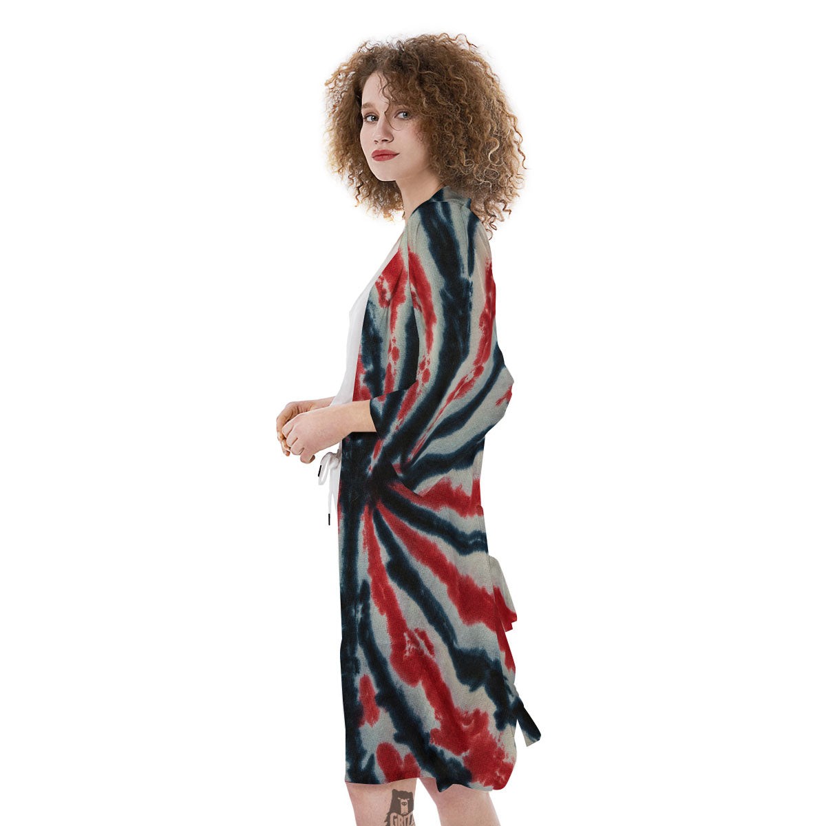 Spider Tie Dye Red And Black Print Kimono-grizzshop