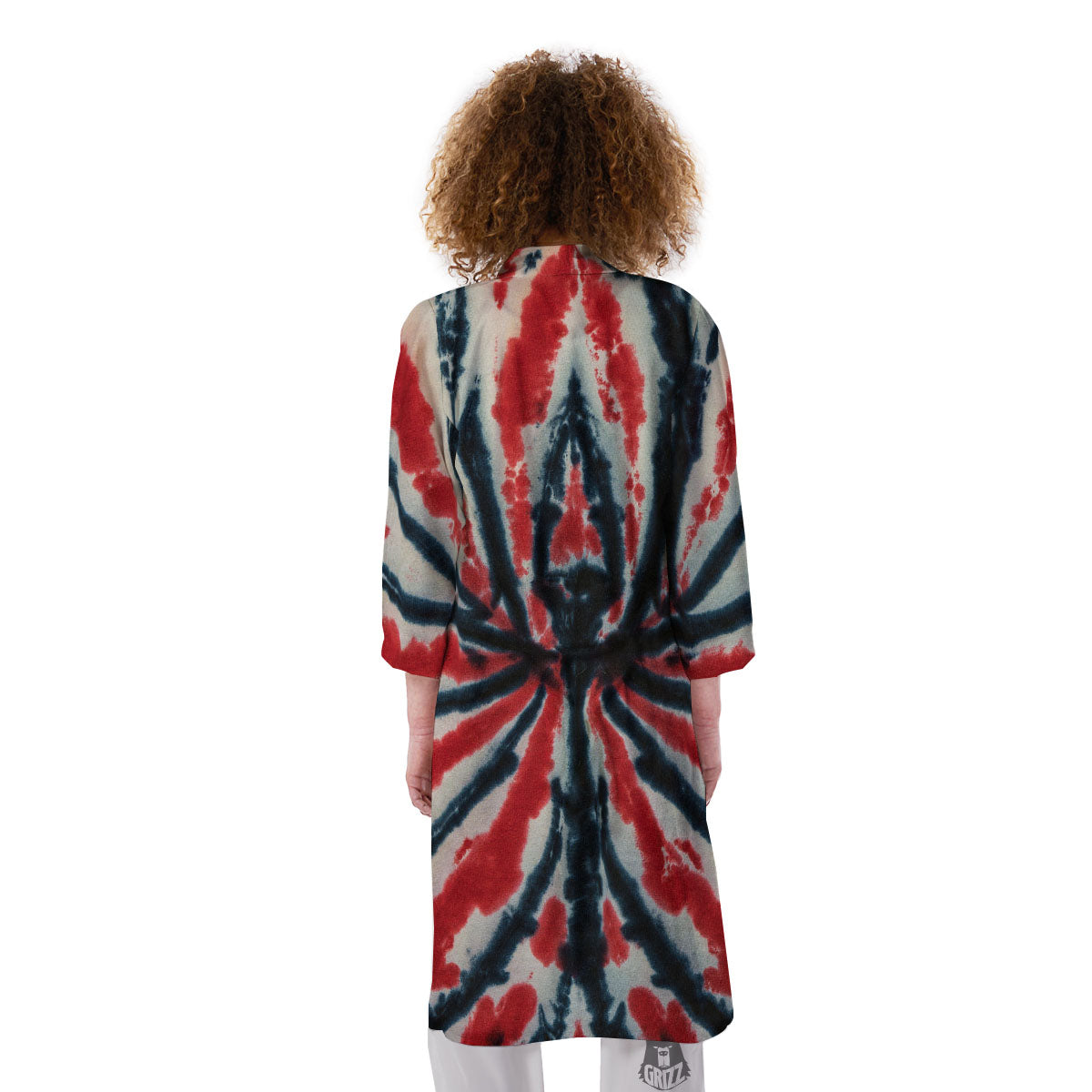 Spider Tie Dye Red And Black Print Kimono-grizzshop