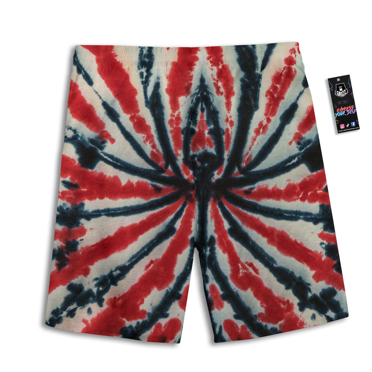 Spider Tie Dye Red And Black Print Men's Athletic Shorts