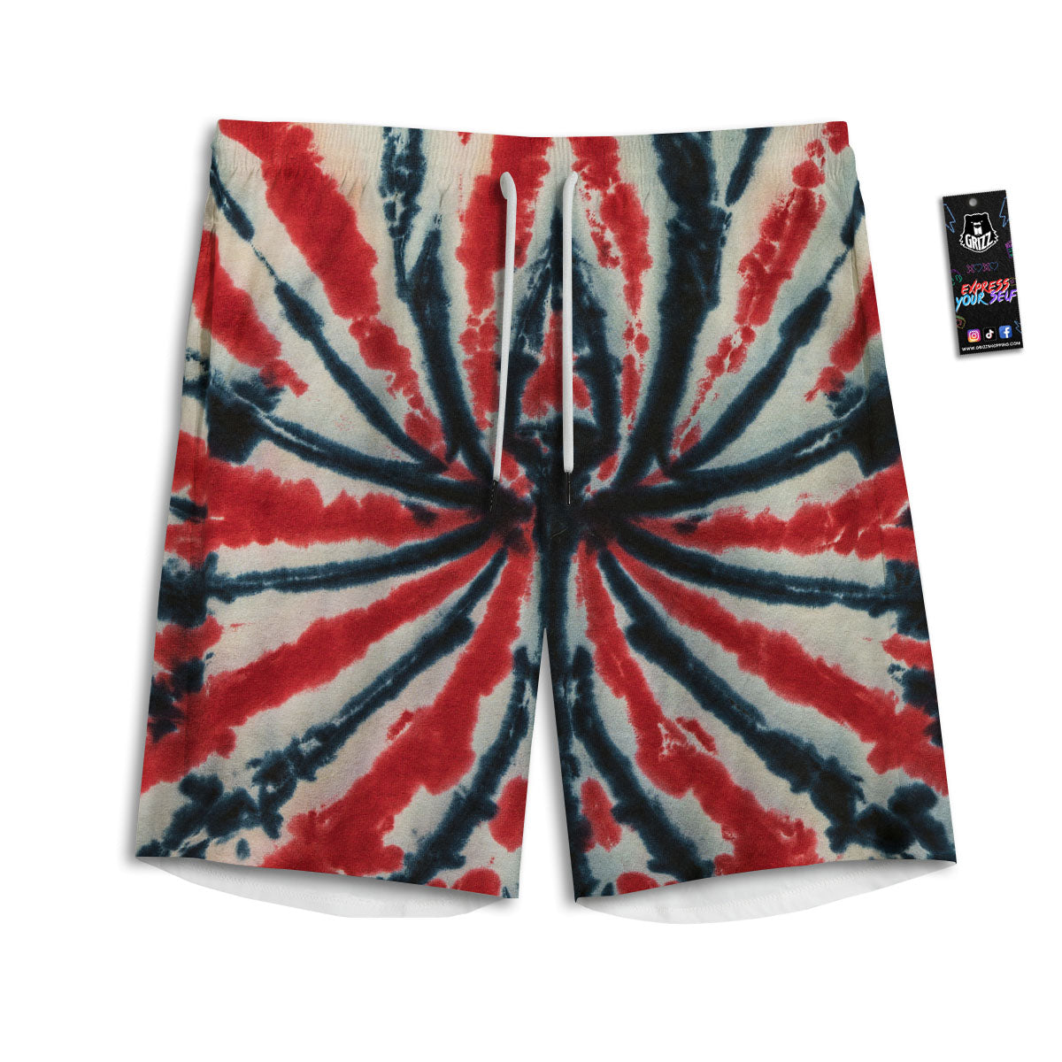 Spider Tie Dye Red And Black Print Men's Athletic Shorts