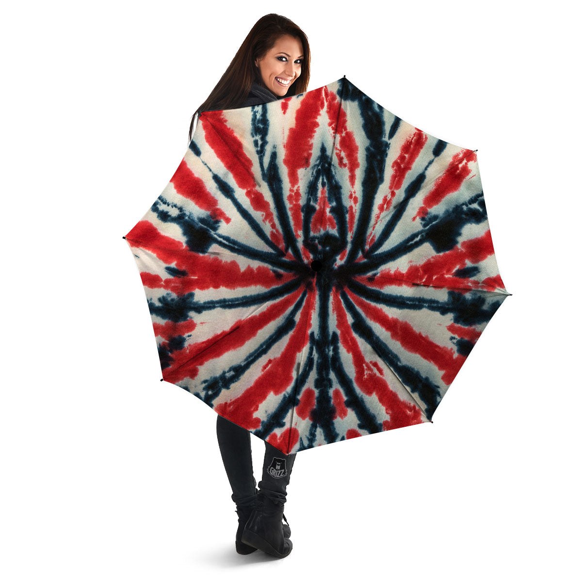 Spider Tie Dye Red And Black Print Umbrella-grizzshop