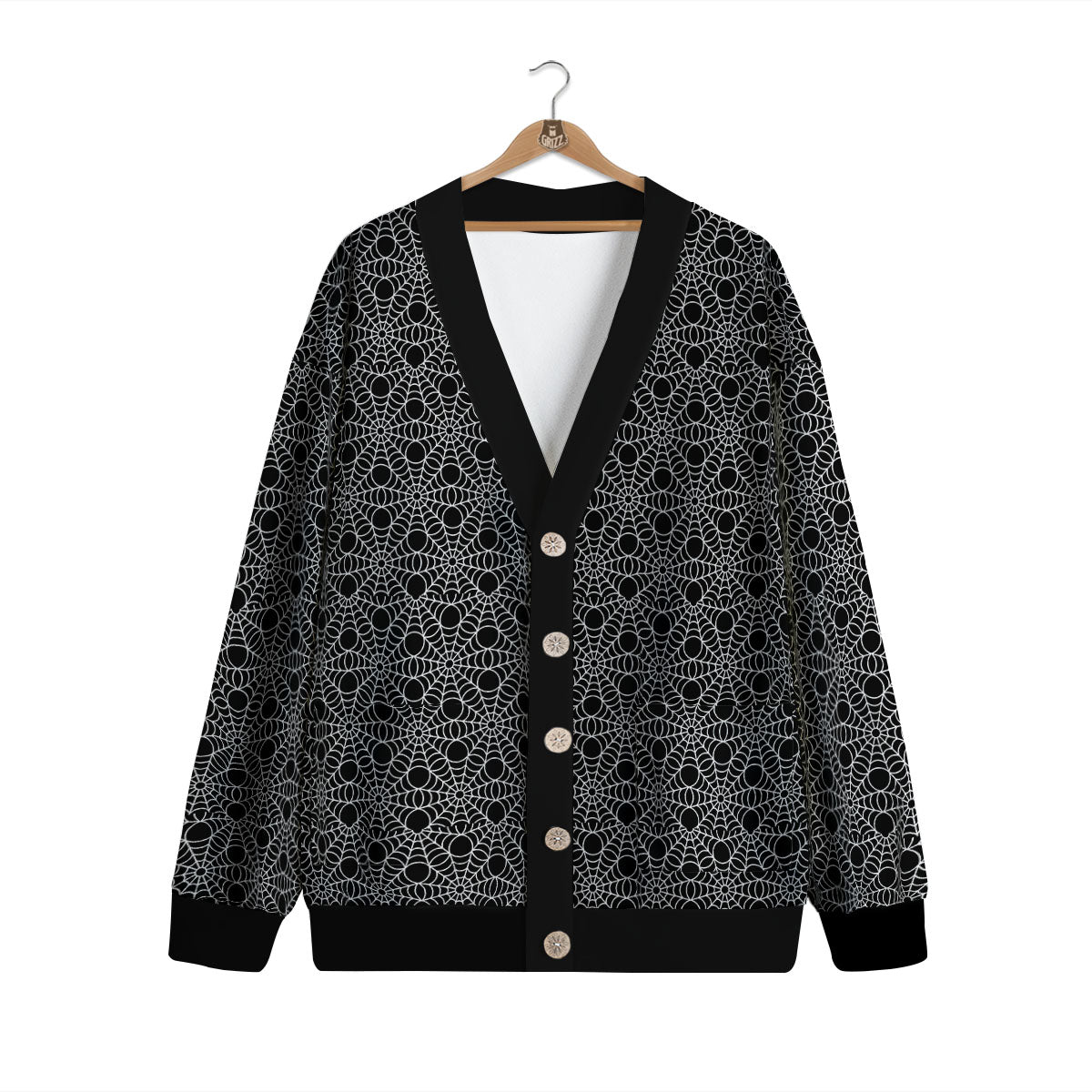 Spider Web Black Print Pattern Cardigan-grizzshop