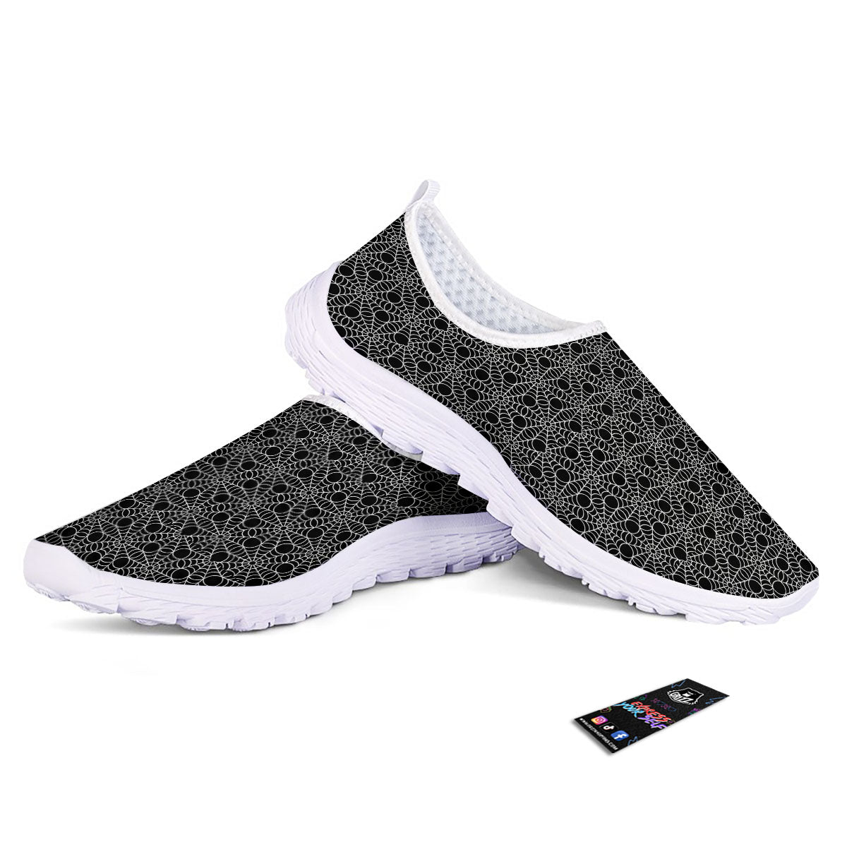 Spider Web Black Print Pattern Nurse Shoes-grizzshop