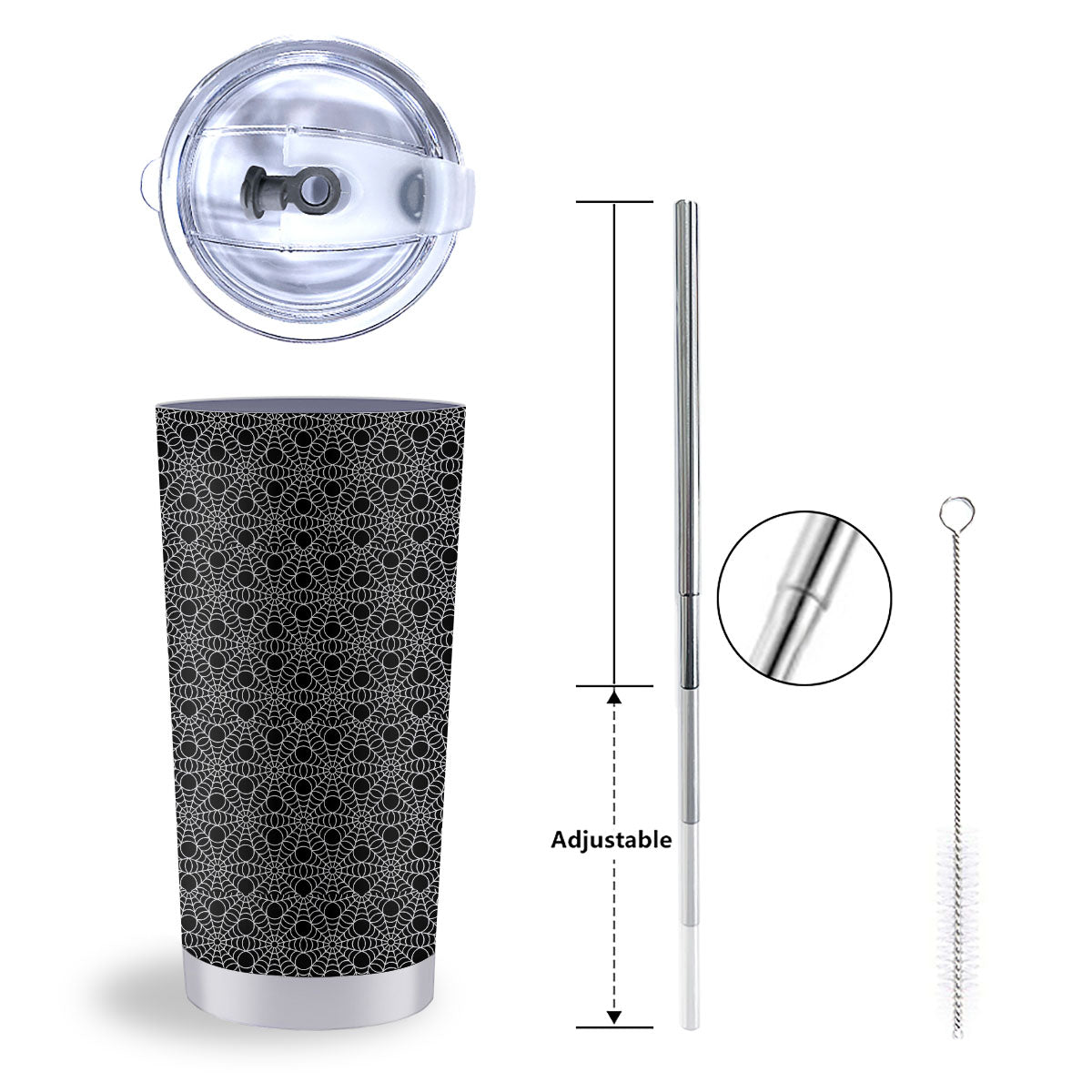 Spider Web Black Print Pattern Tumbler-grizzshop