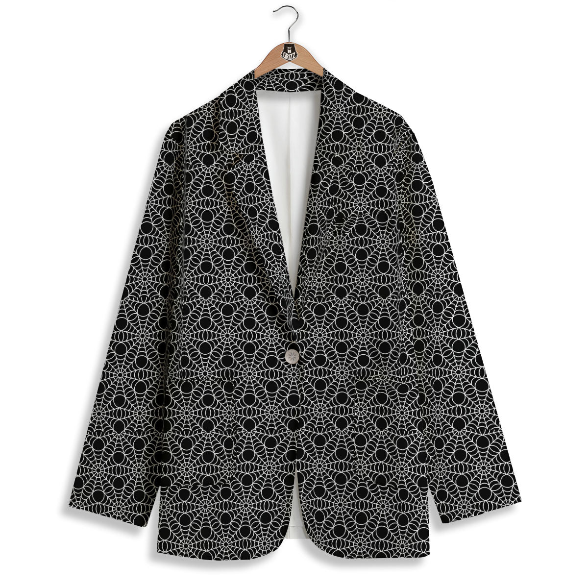 Spider Web Black Print Pattern Women's Blazer-grizzshop
