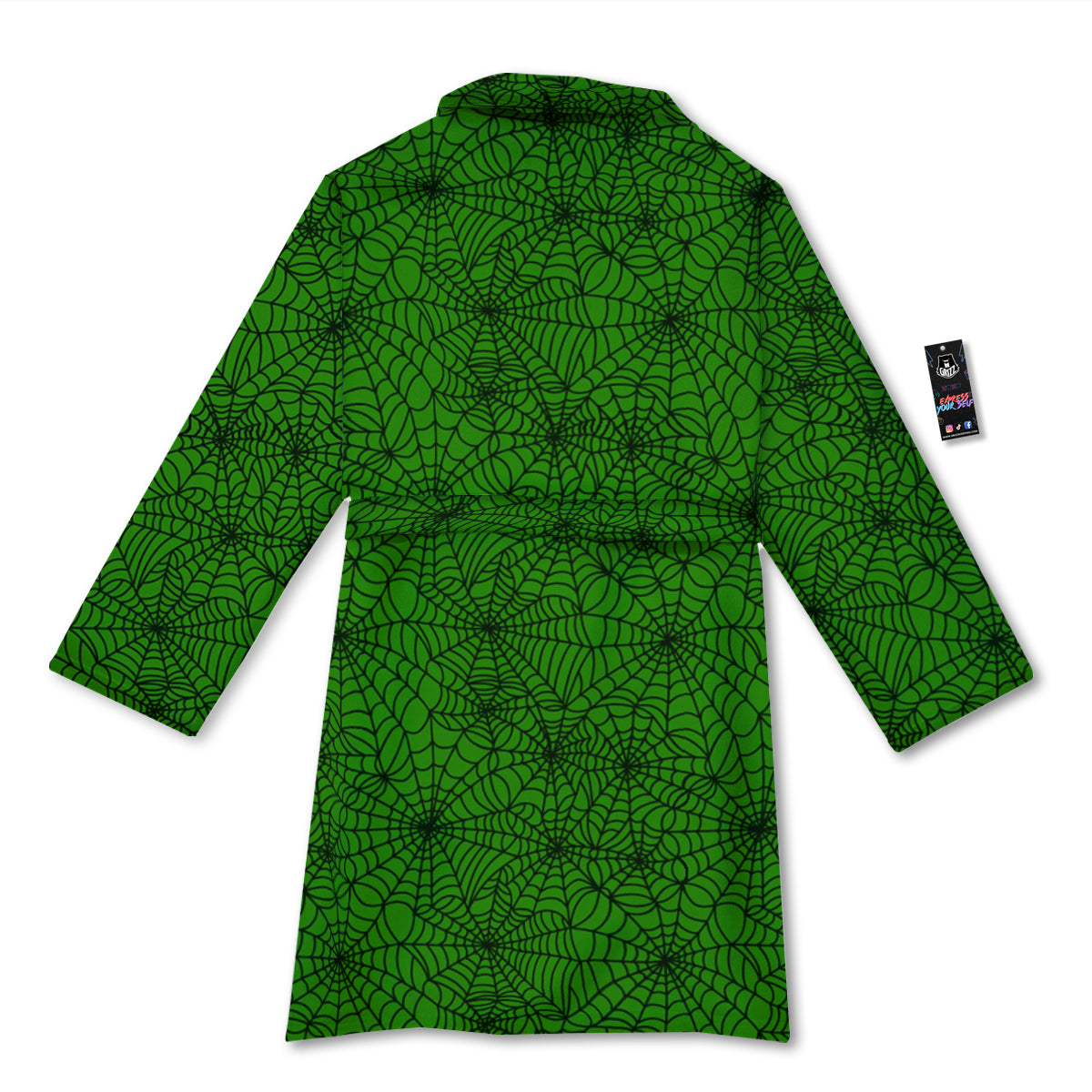 Spider Web Green And Black Print Pattern Bathrobe-grizzshop