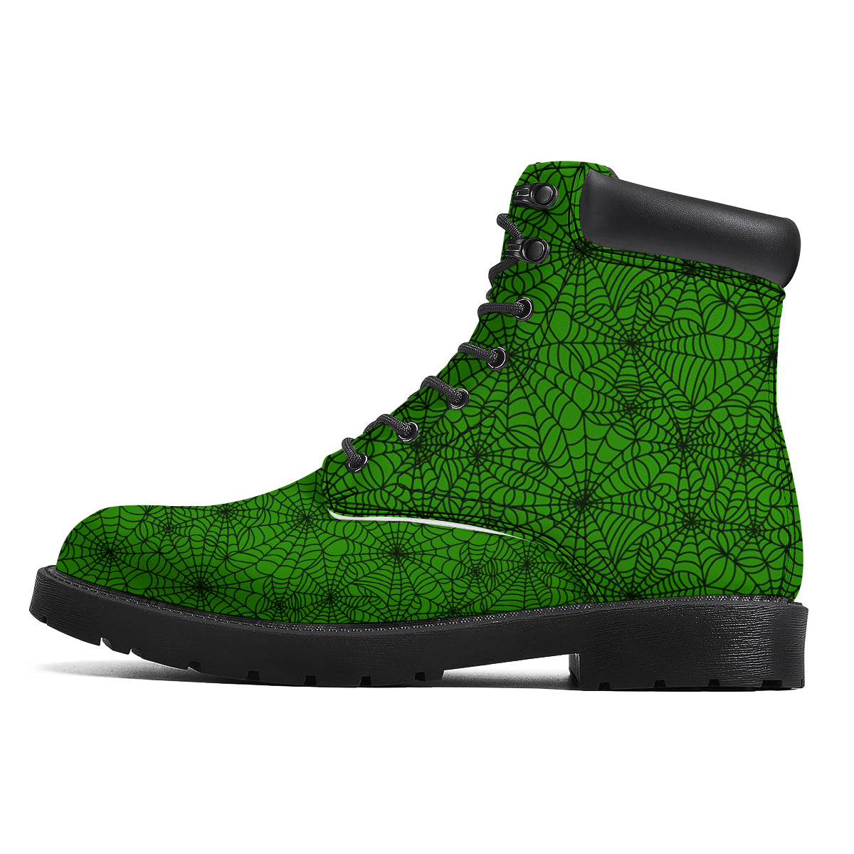 Spider Web Green And Black Print Pattern Boots-grizzshop