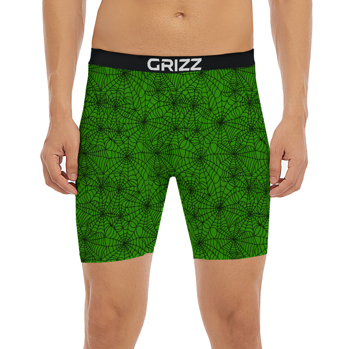 Spider Web Green And Black Print Pattern Boxer Briefs-grizzshop