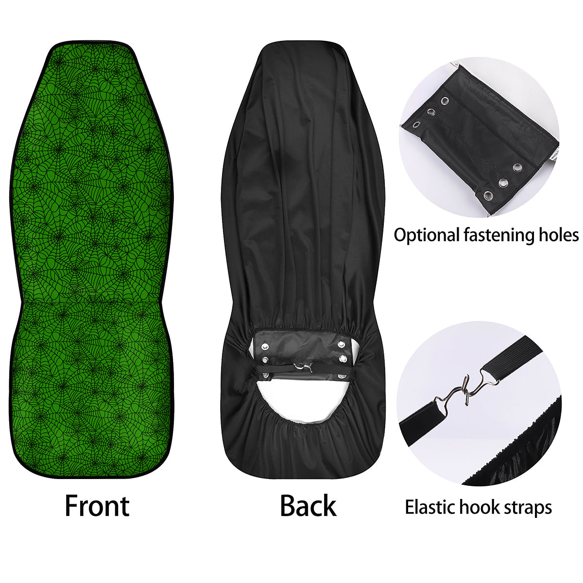 Spider Web Green And Black Print Pattern Car Seat Covers-grizzshop