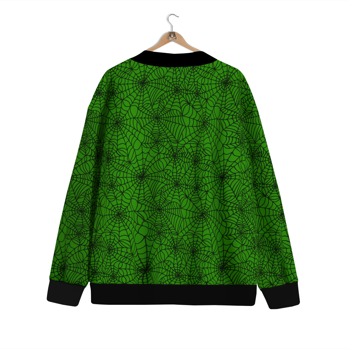 Spider Web Green And Black Print Pattern Cardigan-grizzshop