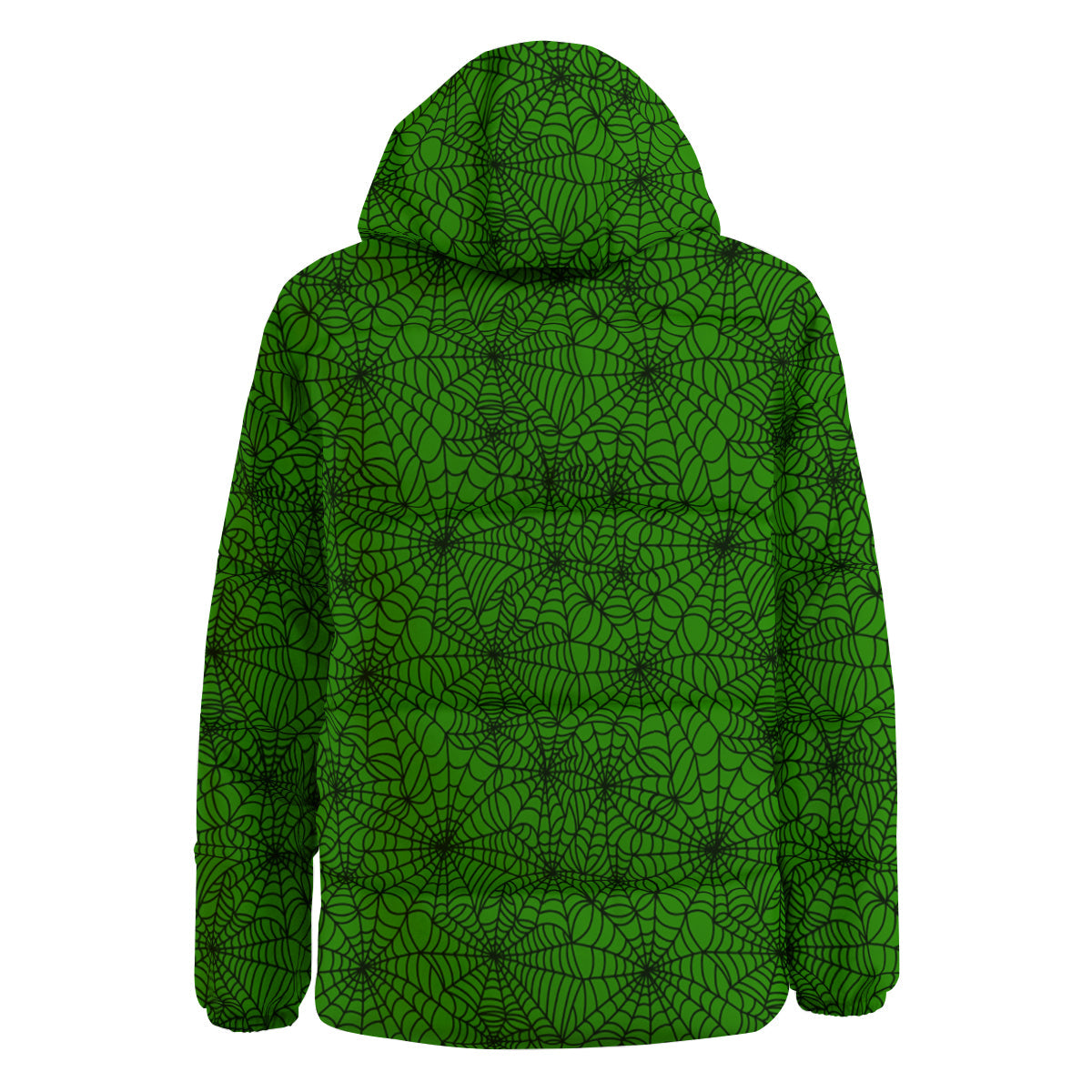 Spider Web Green And Black Print Pattern Down Jacket-grizzshop