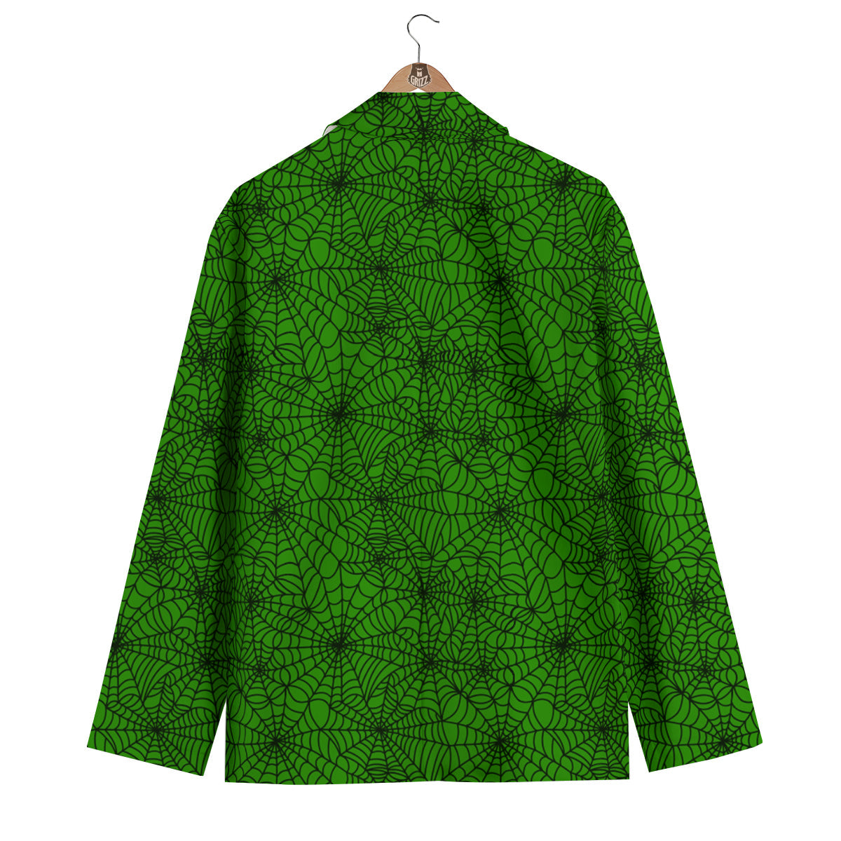 Spider Web Green And Black Print Pattern Men's Blazer-grizzshop