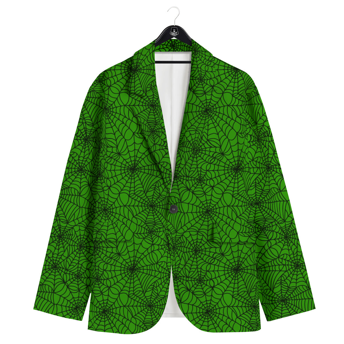 Spider Web Green And Black Print Pattern Men's Sport Coat-grizzshop