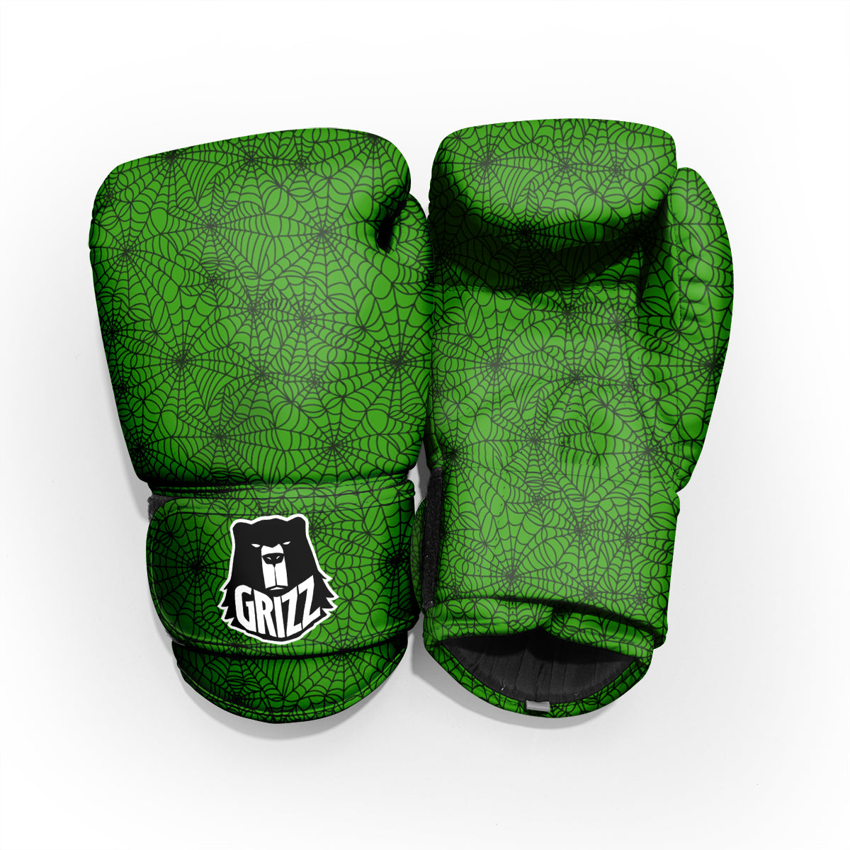 Spider Web Green And Black Print Pattern Pro Boxing Glove