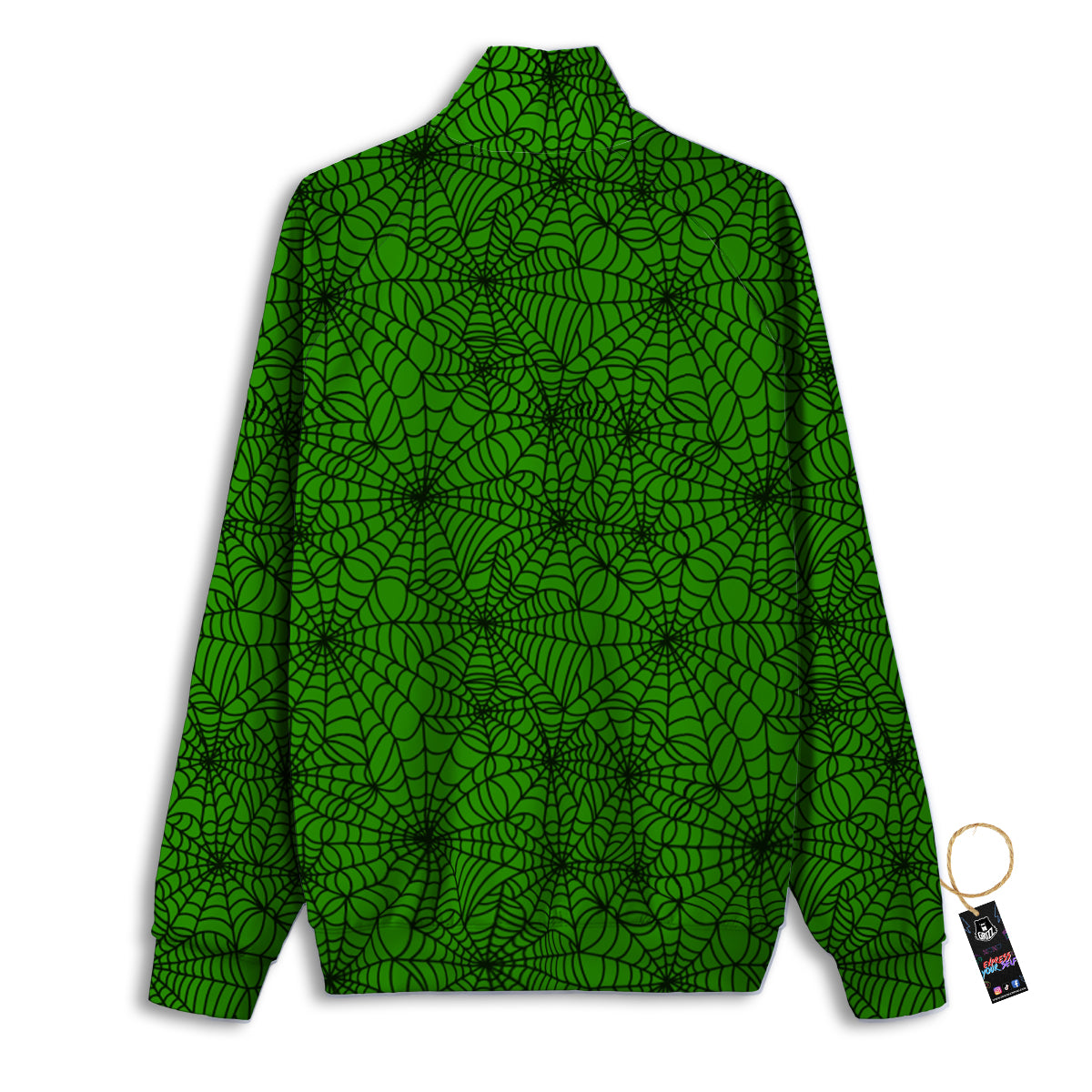 Spider Web Green And Black Print Pattern Track Jacket-grizzshop
