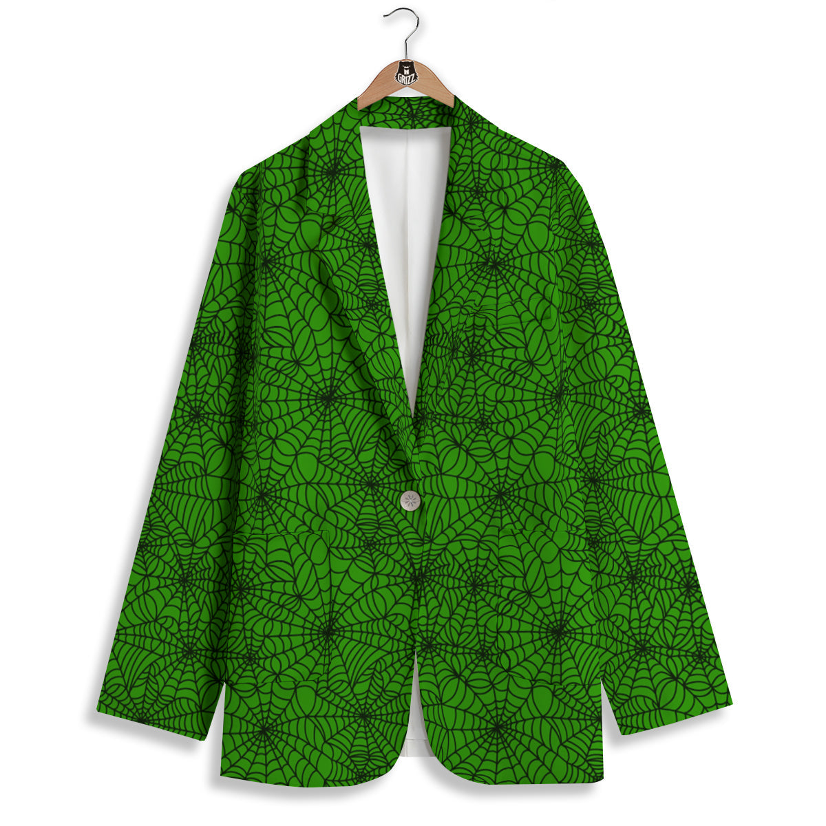 Spider Web Green And Black Print Pattern Women's Blazer-grizzshop