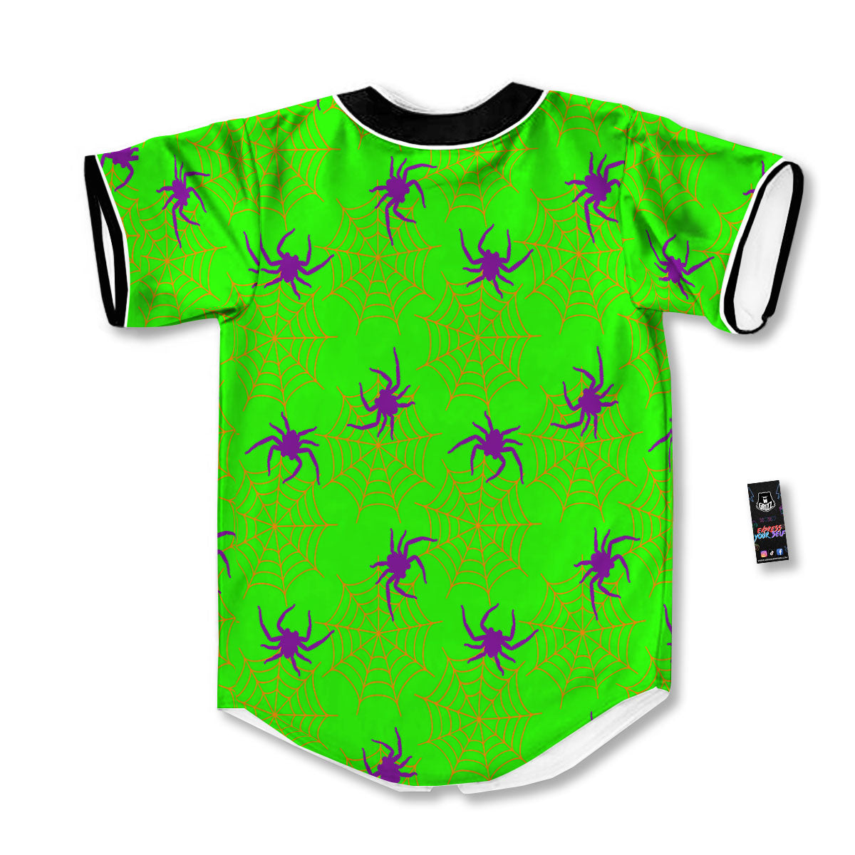Spider Web Green And Purple Print Pattern Baseball Jersey-grizzshop