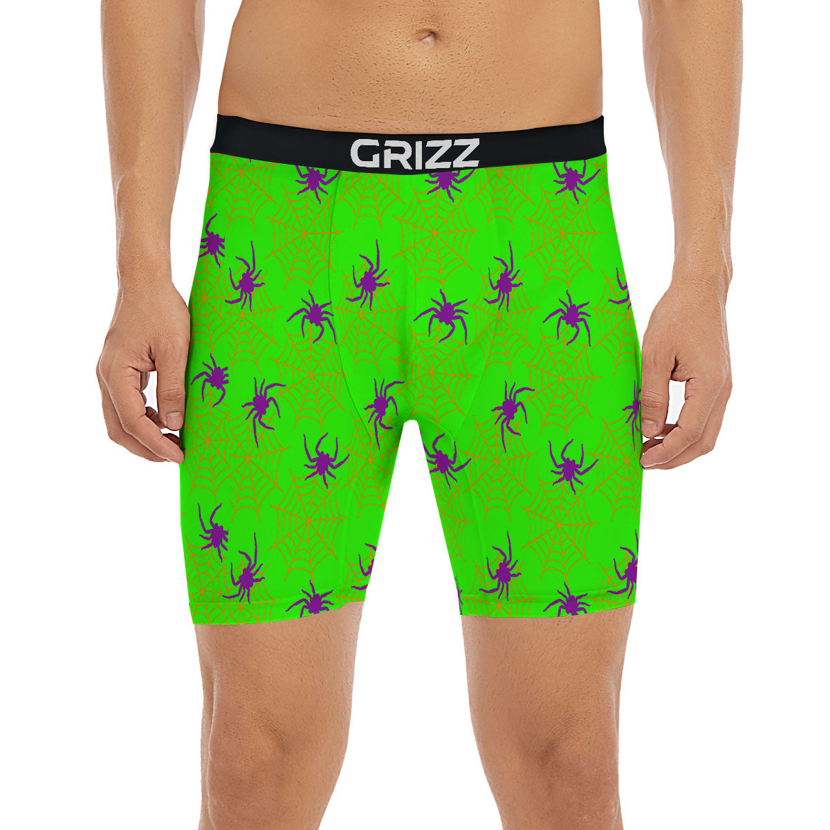 Spider Web Green And Purple Print Pattern Boxer Briefs-grizzshop