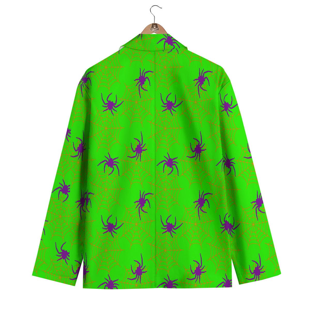 Spider Web Green And Purple Print Pattern Men's Blazer-grizzshop