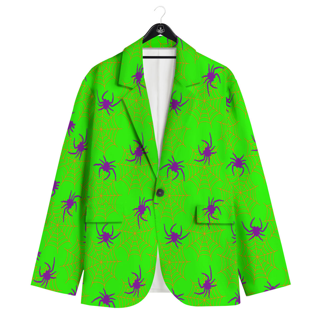 Spider Web Green And Purple Print Pattern Men's Sport Coat-grizzshop