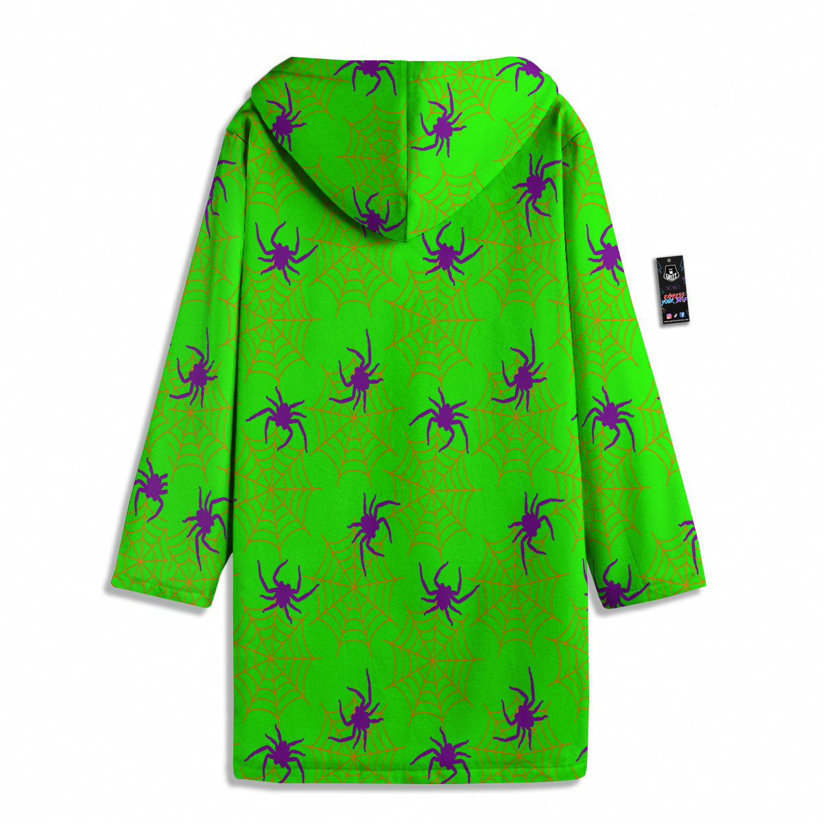 Spider Web Green And Purple Print Pattern Men's Windbreaker Jacket-grizzshop